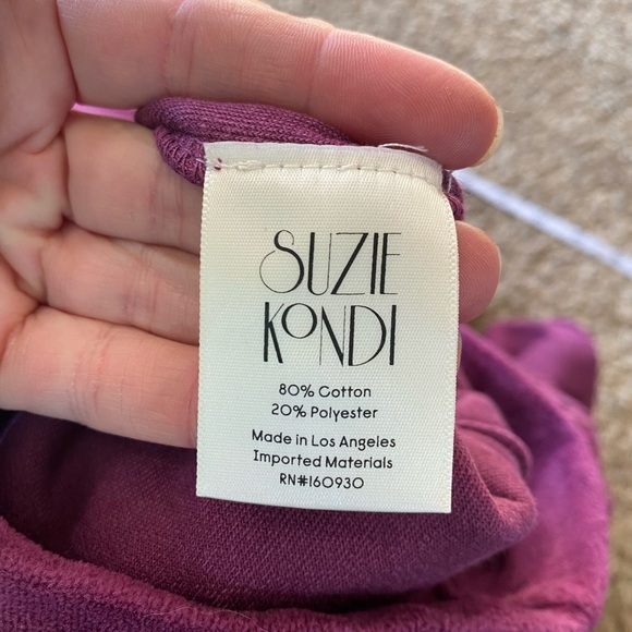 Suzie Kondi Velour Unisex Track Pants Size XS Plum Purple NWT Athleisure - Picture 14 of 14